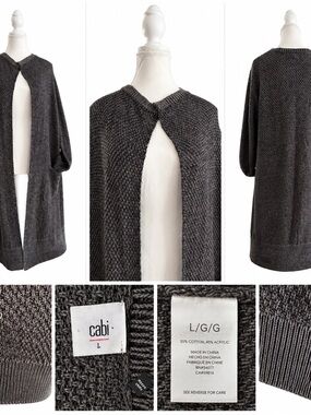 Cabi Charcoal Knit Open-Front Cardigan